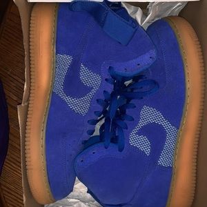High Top Blue Suede Air Force Ones